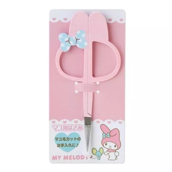 Eyebrow trimmer scissors small bow cartoon hello Kitty my melody pink red white - Picture 7 of 11